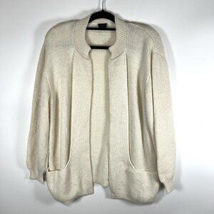 Alpaca Wool Peru Cream‎ Open Cardigan Knit Women’s Size Large Pockets Luxury